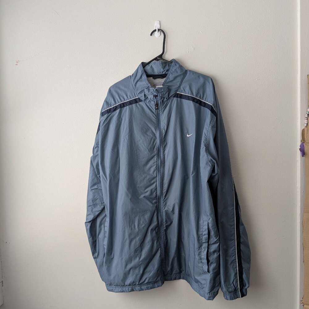 Nike Blue Windbreaker Lined Full Zip Up Jacket Stripe Men's Size XXLT Tall
